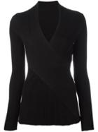 Nina Ricci Deep V-neck Pullover, Women's, Size: Medium, Black, Silk/polyamide/wool