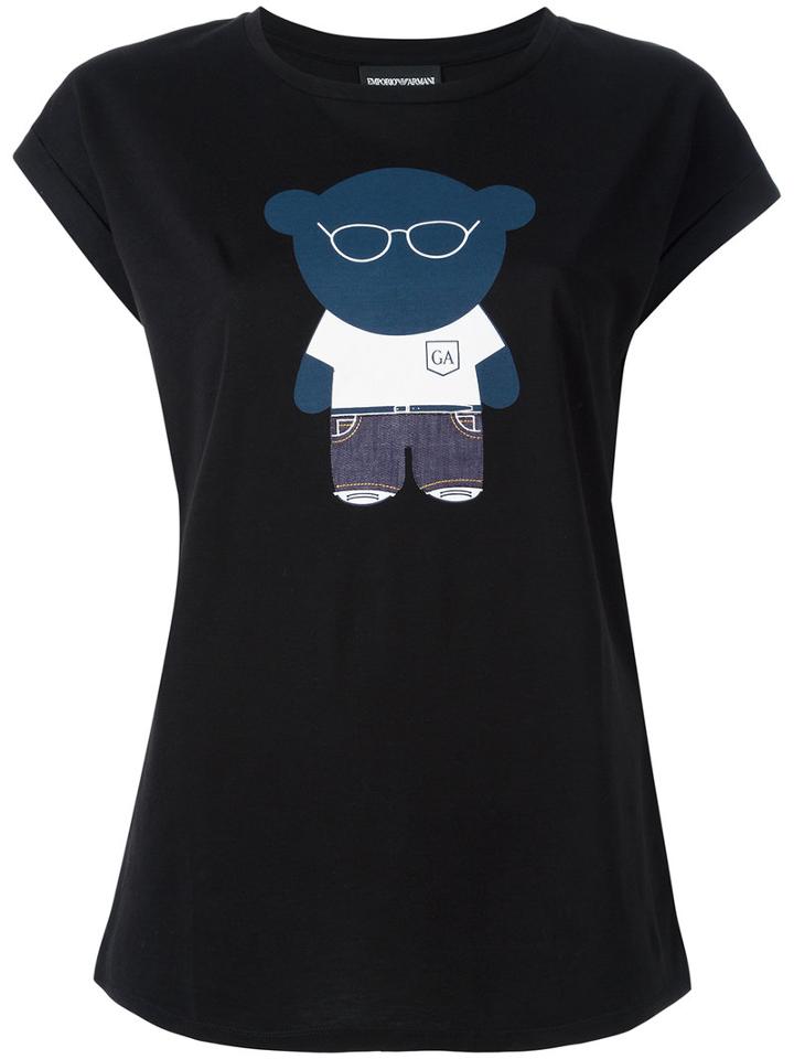 Emporio Armani Bear Print T-shirt, Women's, Size: 46, Black, Lyocell/cotton/polyester