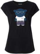 Emporio Armani Bear Print T-shirt, Women's, Size: 46, Black, Lyocell/cotton/polyester
