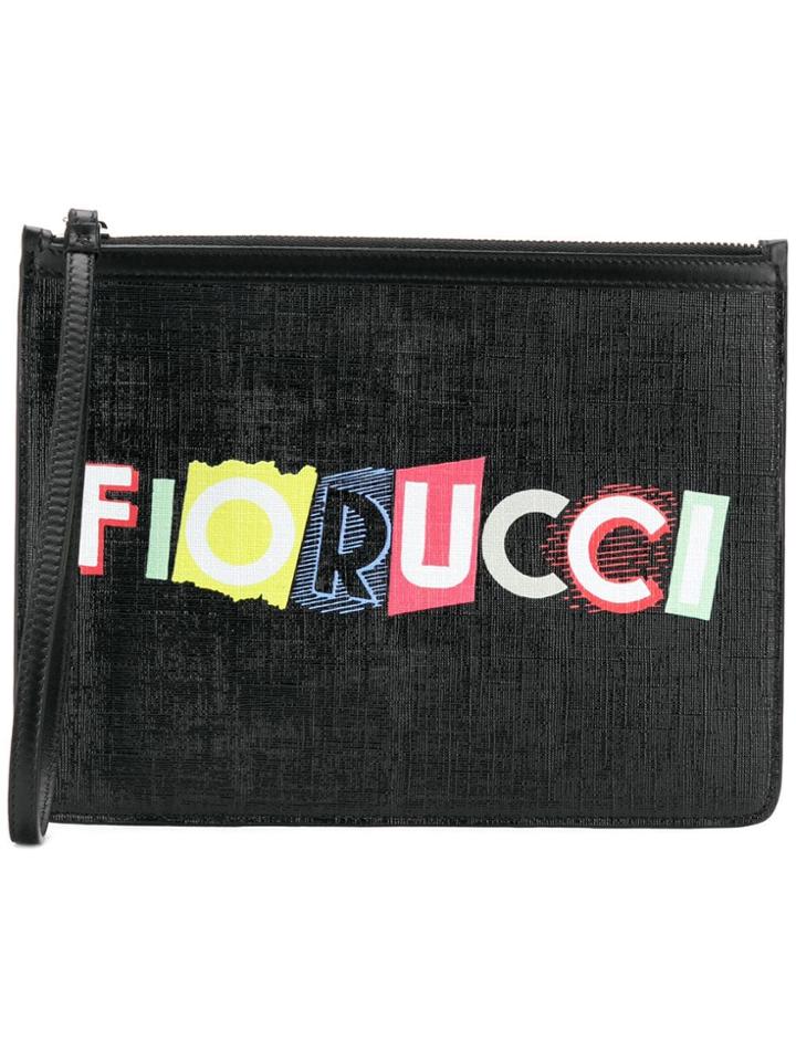 Fiorucci Logo Print Clutch Bag - Black