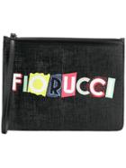 Fiorucci Logo Print Clutch Bag - Black