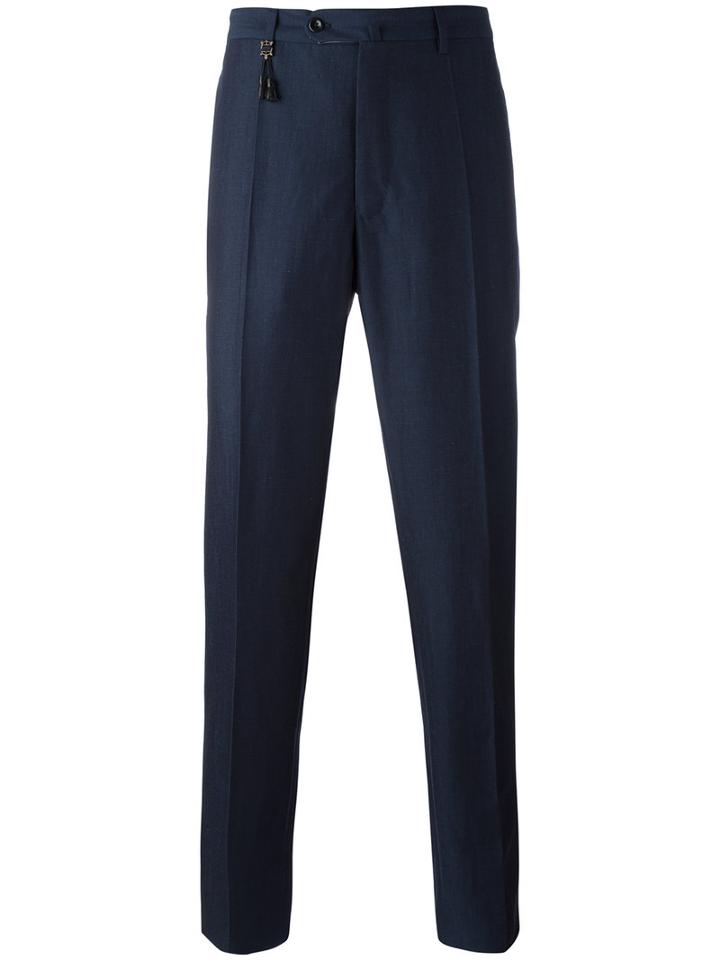 Incotex Straight-leg Trousers, Men's, Size: 52, Blue, Wool/linen/flax