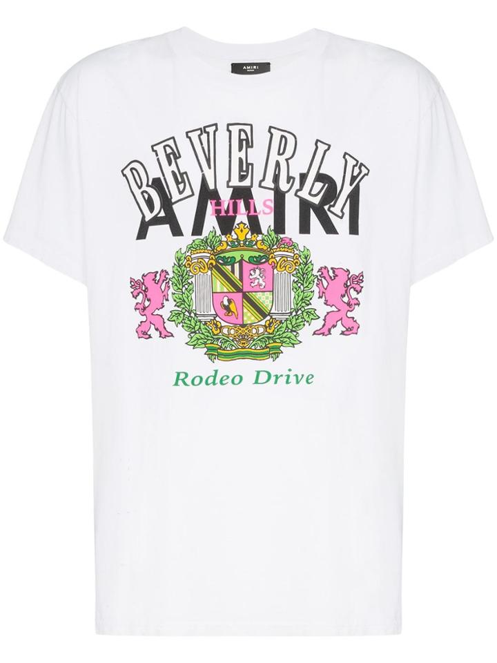 Amiri Beverly Hills Logo Print Cotton T Shirt - White