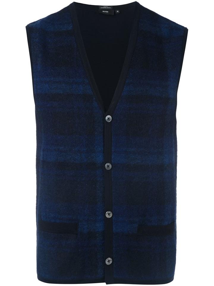 Boss Hugo Boss Plaid Cardigan Vest