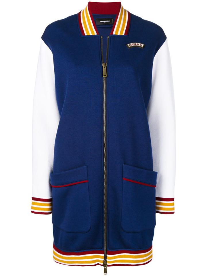 Dsquared2 Long Line Bomber Jacket - Blue