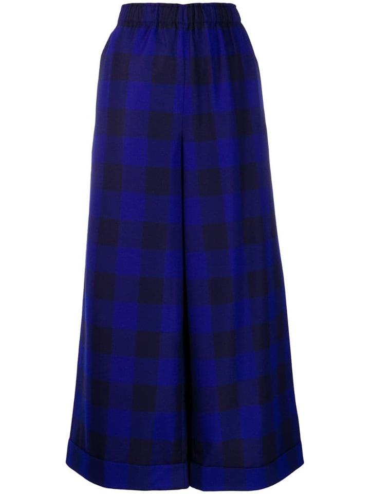 Daniela Gregis Check Wide Trousers - Blue
