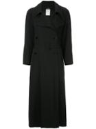 Chanel Vintage Double-breasted Belted Long Coat - Black