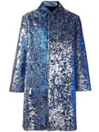 Ami Alexandre Mattiussi Sequined Single Breasted Coat, Men's, Size: 48, Blue, Pvc/cupro