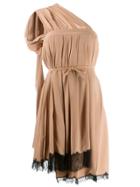 Nº21 Draped One-shoulder Mini Dress - Neutrals