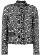 Tory Burch - Frayed Edge Jacket - Women - Cotton/polyamide/merino/water - S, Blue, Cotton/polyamide/merino/water