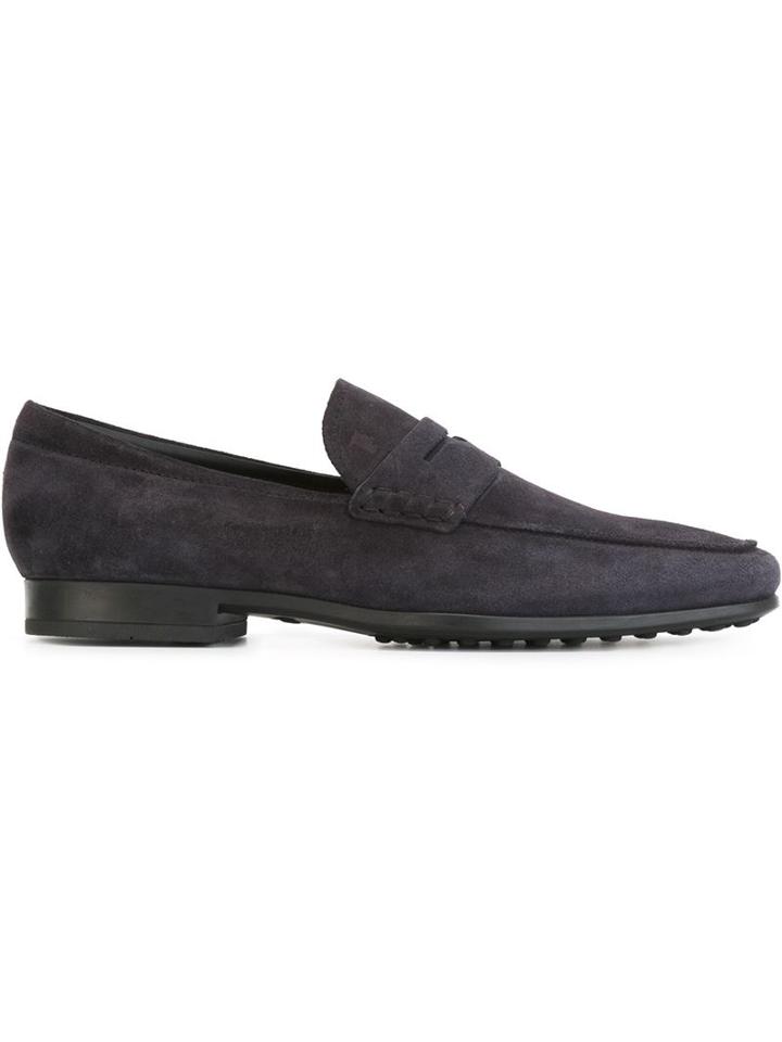 Tod S Classic Penny Loafers, Men's, Size: 8, Blue, Suede/rubber