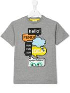 Fendi Kids Logo Print T-shirt, Boy's, Size: 7 Yrs, Grey