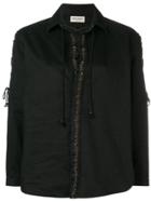 Saint Laurent Embroidered Lace-up Blouse - Black