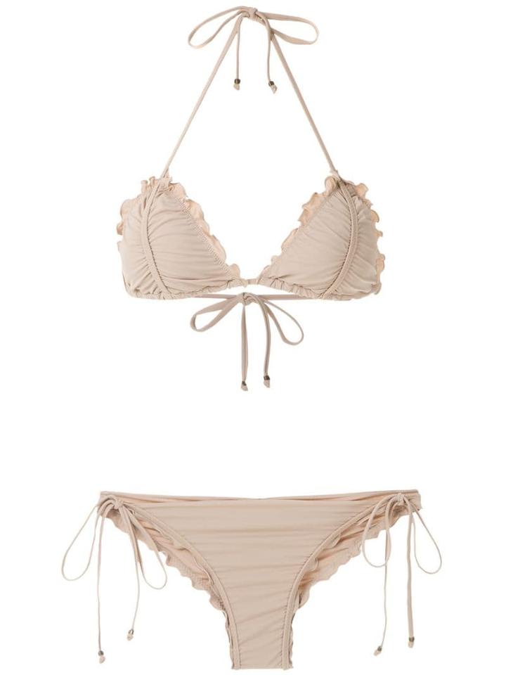 Amir Slama Scalloped Trim Bikini Set - Neutrals