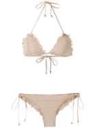 Amir Slama Scalloped Trim Bikini Set - Neutrals