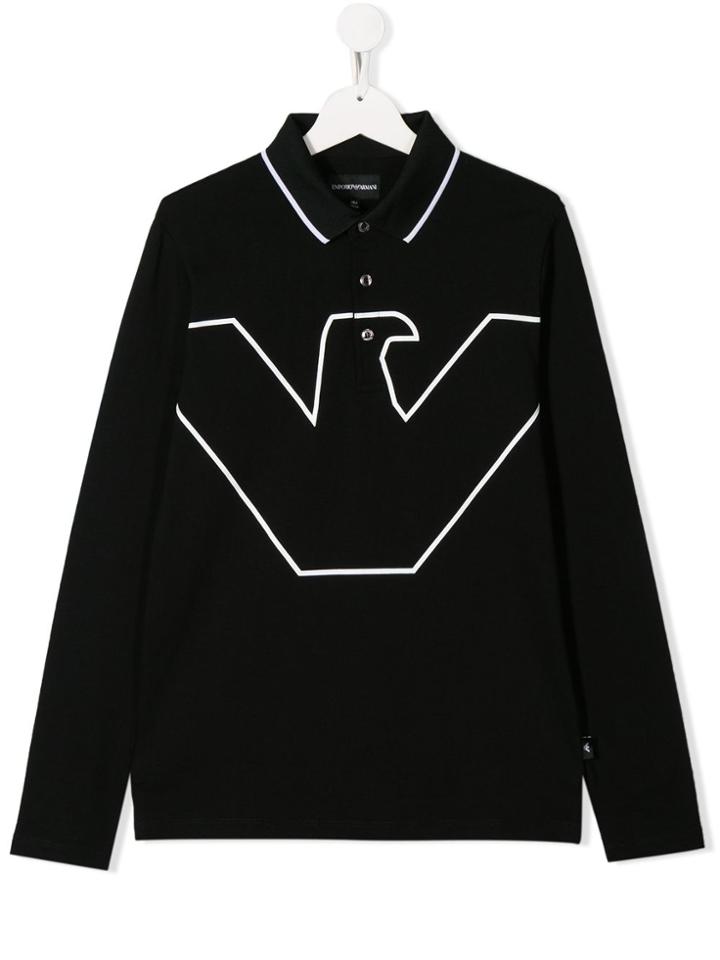 Emporio Armani Kids Teen Eagle Logo Polo Shirt - Black