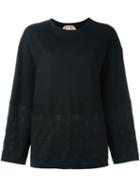 No21 Embossed Star Sweatshirt, Women's, Size: 44, Black, Cotton/polyamide/polyester