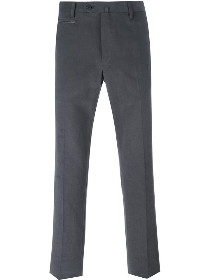 Corneliani Straight Legged Trousers, Men's, Size: 50, Grey, Cotton