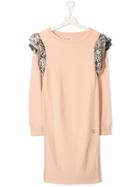 Go To Hollywood Ruffle Trim Sweatshirt Dress - Pink
