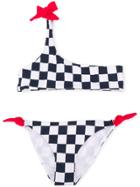 Mc2 Saint Barth Kids Teen Asymmetric Checked Bikini - White