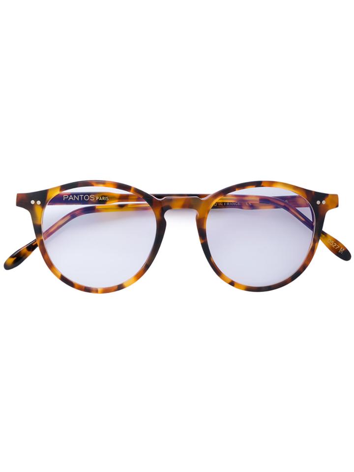 Pantos Paris Round Tortoiseshell Glasses - Brown