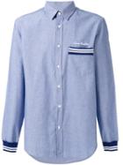 Love Moschino Striped Detail Loose-fit Shirt, Men's, Size: Xl, Blue, Cotton/polyester
