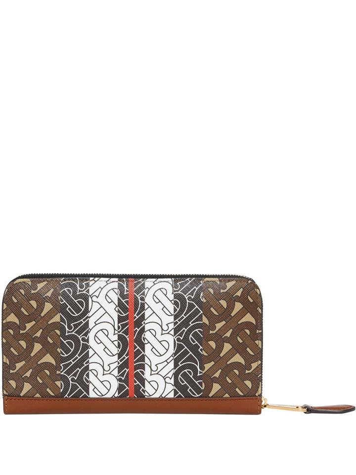 Burberry Brown Elmore Monogram Print Pu Coated Cotton Blend Wallet