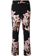 Floral Print Cropped Trousers - Women - Polyester/spandex/elastane - 44, Black, Polyester/spandex/elastane, L'autre Chose