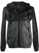 Diesel Colour Block Leather Jacket - Black