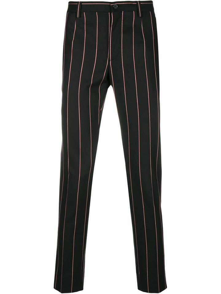 Dolce & Gabbana Striped Slim Fit Trousers - Black