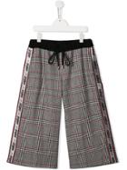 Gaelle Paris Kids Logo Stripe Plaid Trousers - Black
