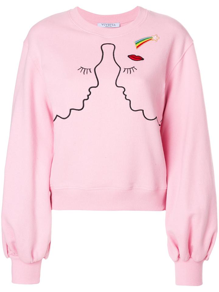 Vivetta Silhouette Embroidered Sweatshirt - Pink & Purple