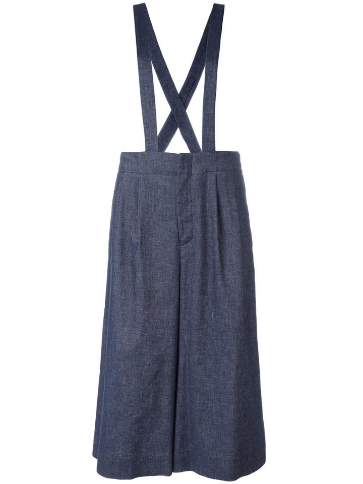 Erika Cavallini - Tailored Cropped Jumpsuit - Women - Cotton/linen/flax/polyester/spandex/elastane - 44, Blue, Cotton/linen/flax/polyester/spandex/elastane