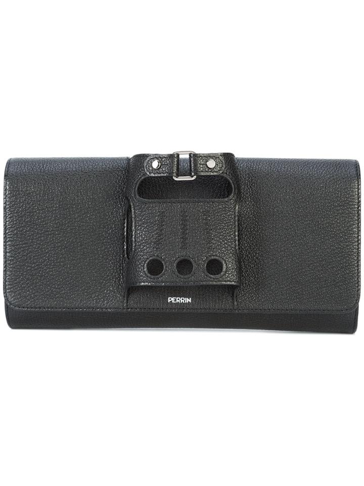 Perrin Paris Buckle Handle Clutch Bag - Black