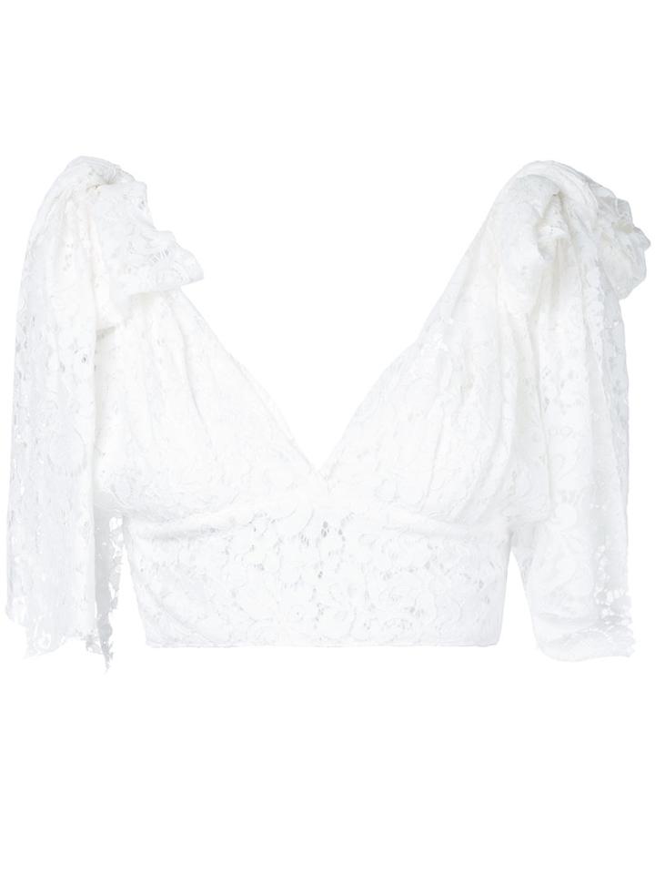 Bambah - Tied Shoulder Triangle Top - Women - Polyester - 10, White, Polyester
