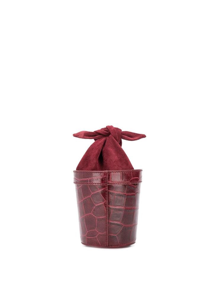 Staud Crocodile Effect Bucket Bag - Red