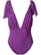 Carine Gilson V-neck Soft Bra Swimsuit - Pink & Purple