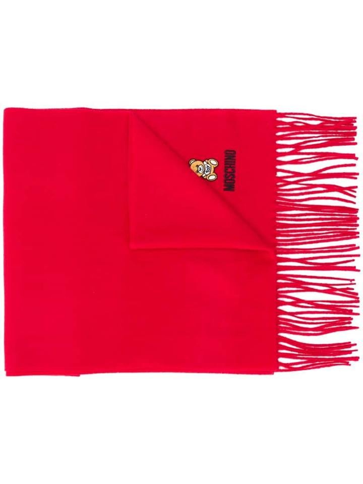 Moschino Logo-embroidered Fringed Scarf