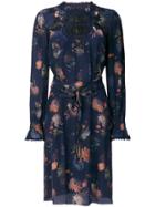 Marc Cain Belted Floral-print Dress - Blue
