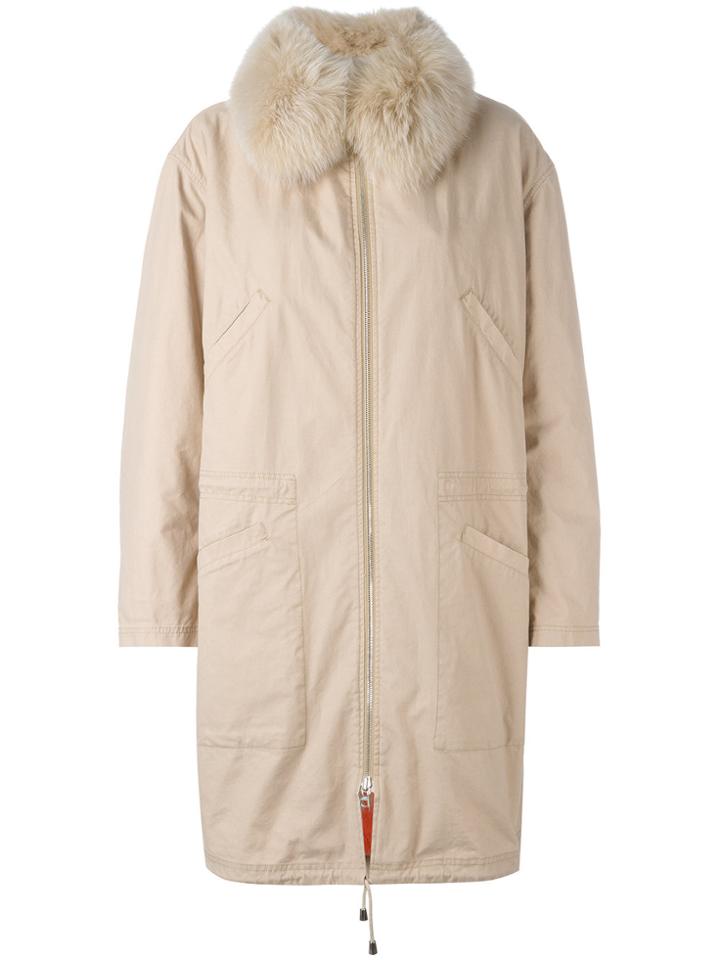 Army Yves Salomon Zipped Coat - Nude & Neutrals