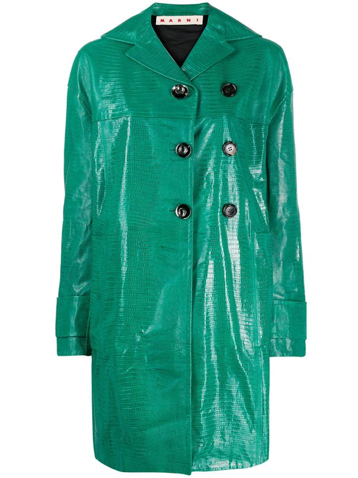 Marni Embossed Double-breasted Coat - Green