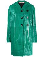 Marni Embossed Double-breasted Coat - Green