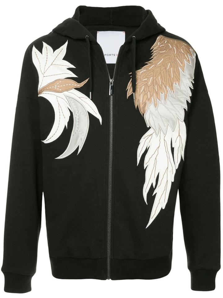 Ports V Embroidered Hoodie - Black