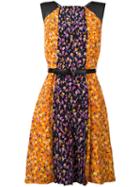 Versace Flower Thrift Pleated Mini Dress, Women's, Size: 40, Orange, Silk/acetate/viscose/calf Leather