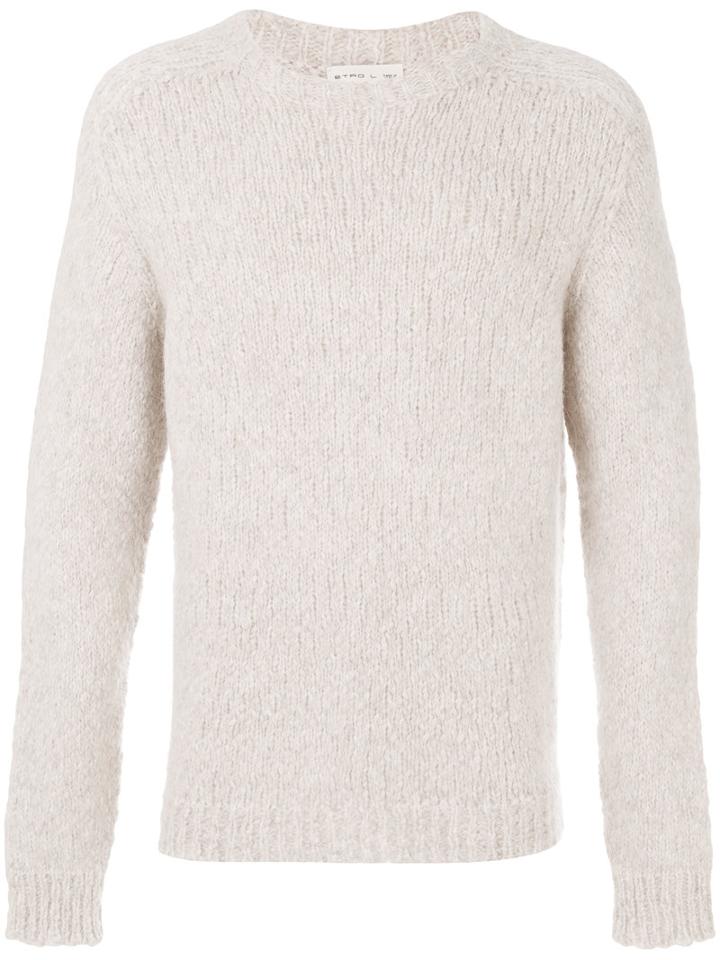 Etro - Ribbed Trim Jumper - Men - Nylon/wool/alpaca - M, White, Nylon/wool/alpaca
