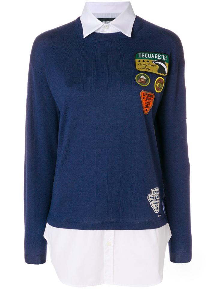Dsquared2 Camp Patched Sweater - Blue