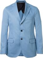 Mp Massimo Piombo Three Button Blazer, Men's, Size: 48, Blue, Cotton/polyester