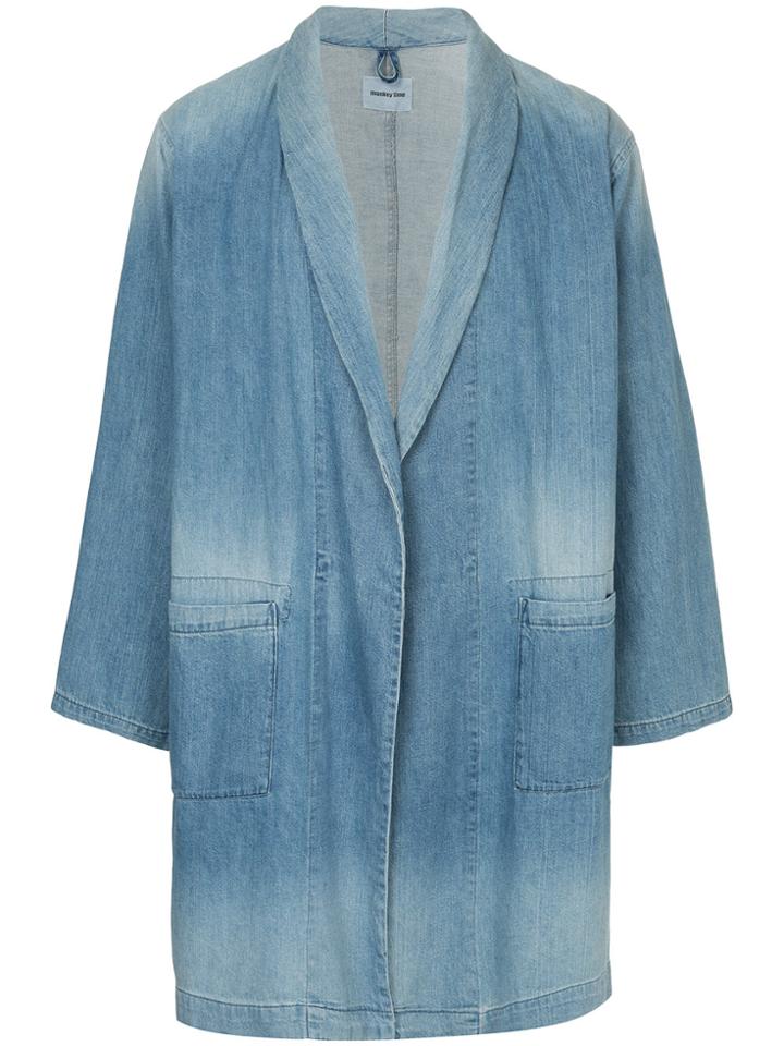 Monkey Time Faded Denim Coat - Blue