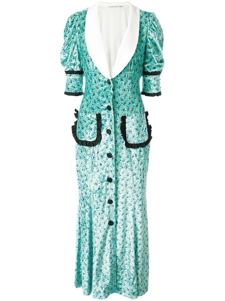 Alessandra Rich Floral Velvet Dress - Multicolour