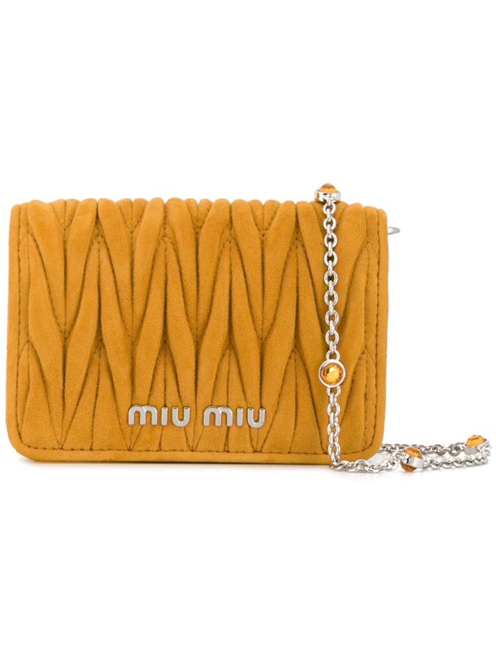 Miu Miu Micro Matelassé Crossbody Bag - Yellow